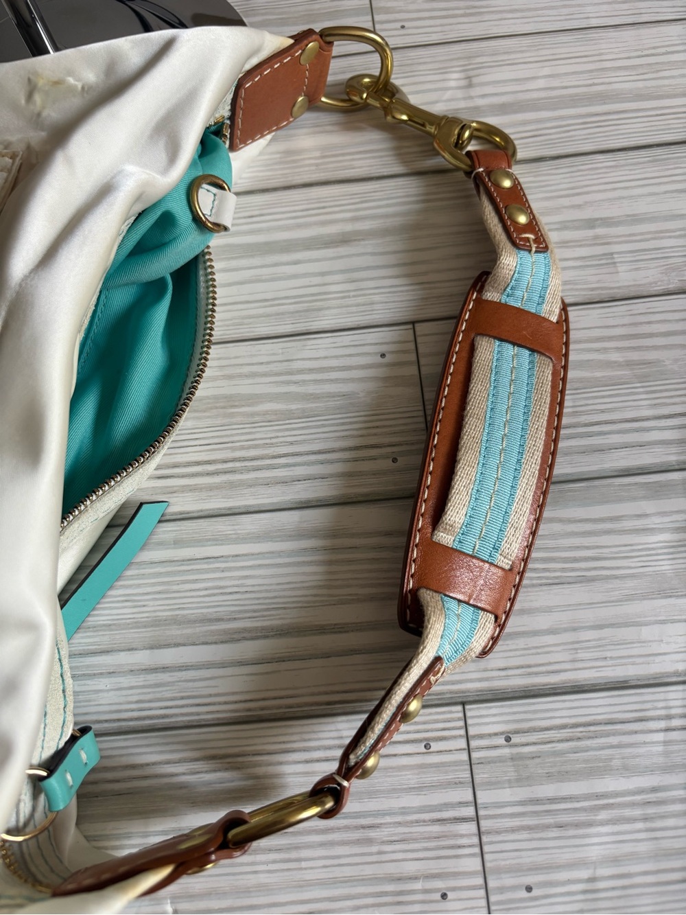 Vintage Y2K Coach Ivory Satin Hampton Shoulder Hobo Bag - Picture 11 of 15